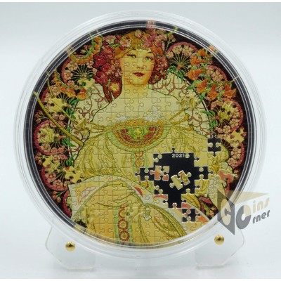 Palau 2021 Reverie By Mucha Micropuzzle Treasures  3 Oz Proof Silver Coin