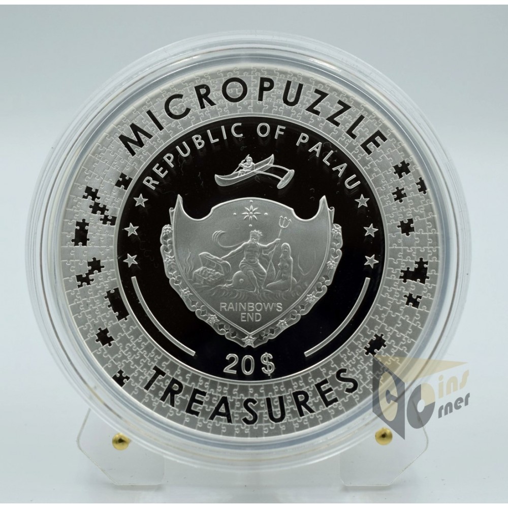 Palau 2021 Reverie By Mucha Micropuzzle Treasures  3 Oz Proof Silver Coin