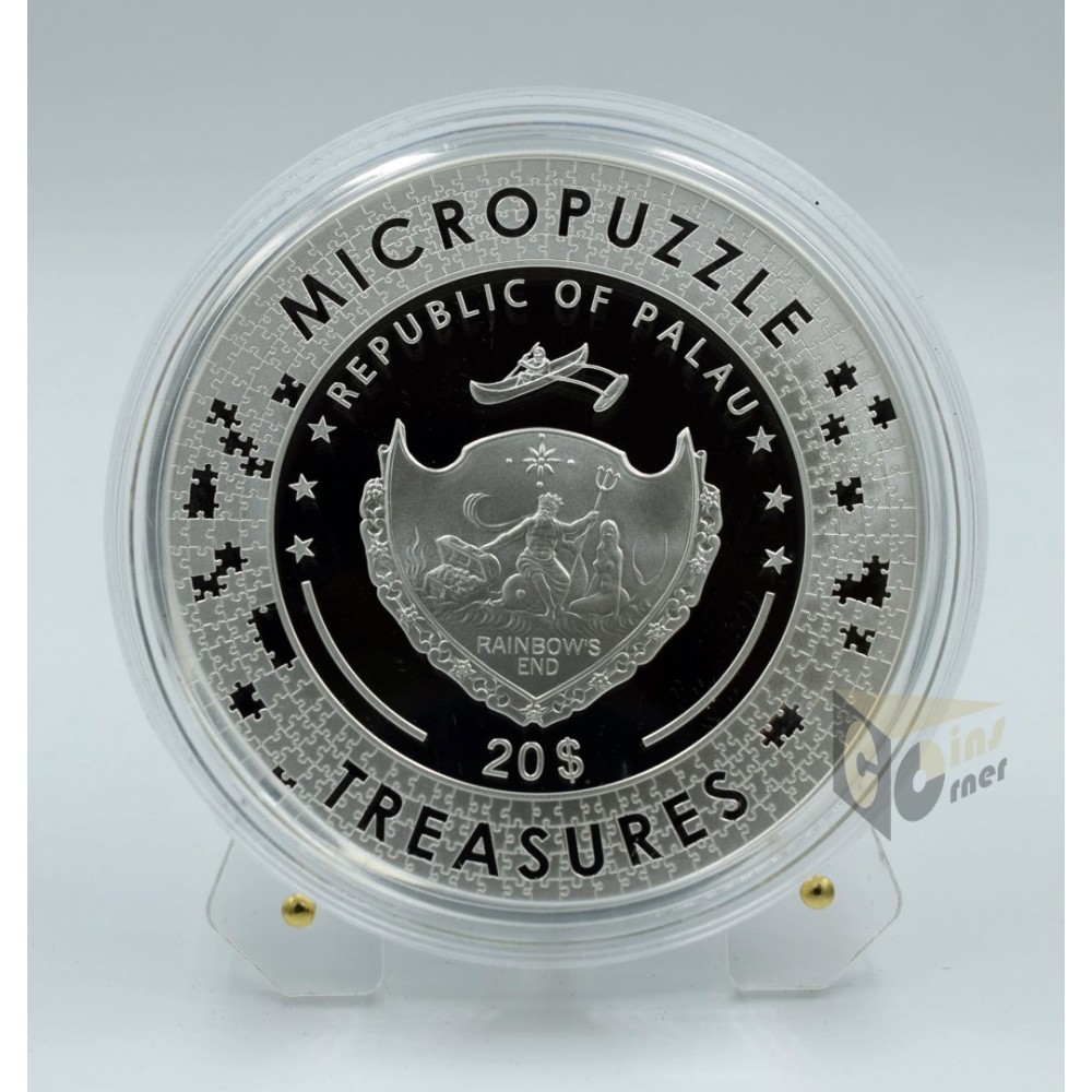 Palau 2023 Doni Tondo by Michelangelo Micropuzzle Treasures  3 Oz Proof Silver Coin