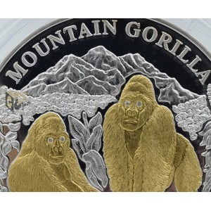 Mountain Gorilla 3 Oz Proof with 4 Diamonds insert - 2008 Rwanda