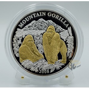 Mountain Gorilla 3 Oz Proof with 4 Diamonds insert - 2008 Rwanda