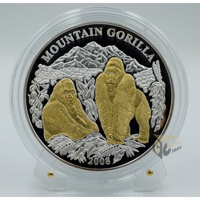 Mountain Gorilla 3 Oz Proof with 4 Diamonds insert - 2008 Rwanda
