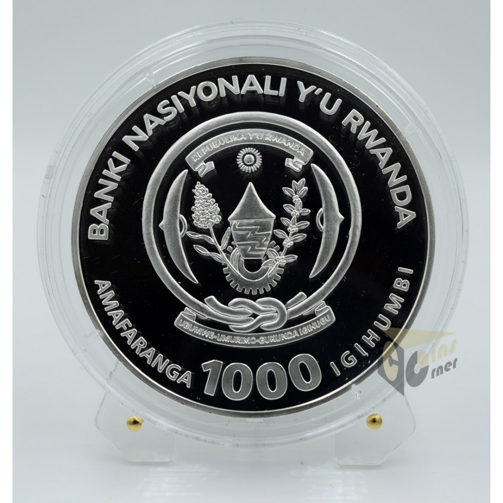 Mountain Gorilla 3 Oz Proof with 4 Diamonds insert - 2008 Rwanda