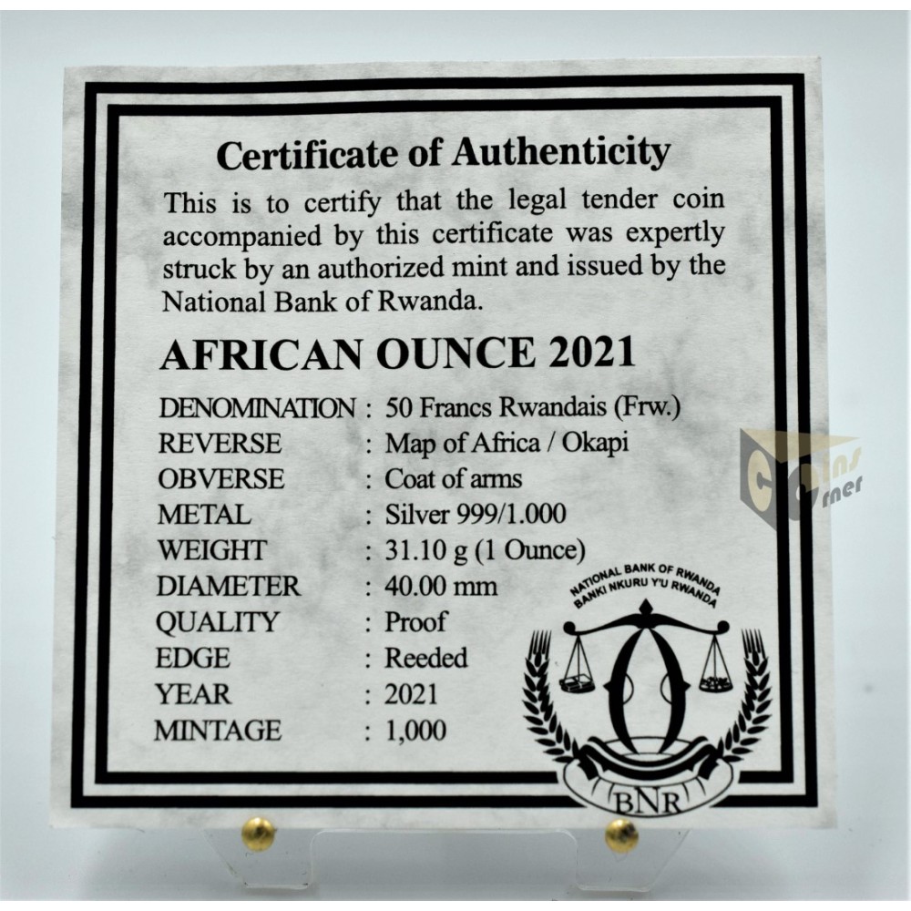 Okapi - African Wildlife 1 Oz Proof - 2021 Rwanda