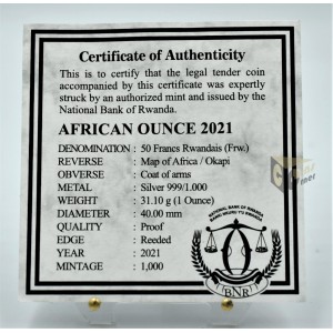 Okapi - African Wildlife 1 Oz Proof - 2021 Rwanda