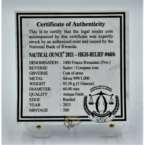 The Sedov - Nautical Ounce 3 Oz Antique High Relif - 2021 Rwanda