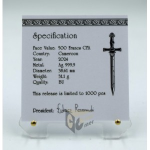  Cameroon 2024 Sword of Destiny - The Witcher Book Series - 1 oz Silver Coin