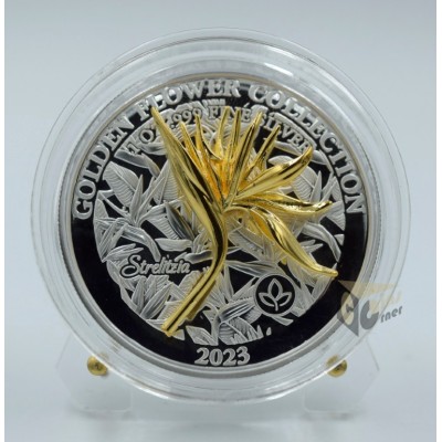 Samoa 2023 Strelitzia Golden Flower Collection 1 Oz Silver 3D Proof Coin
