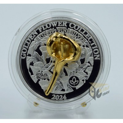 Samoa 2024 Calla Golden Flower Collection 1 Oz Silver 3D Proof Coin