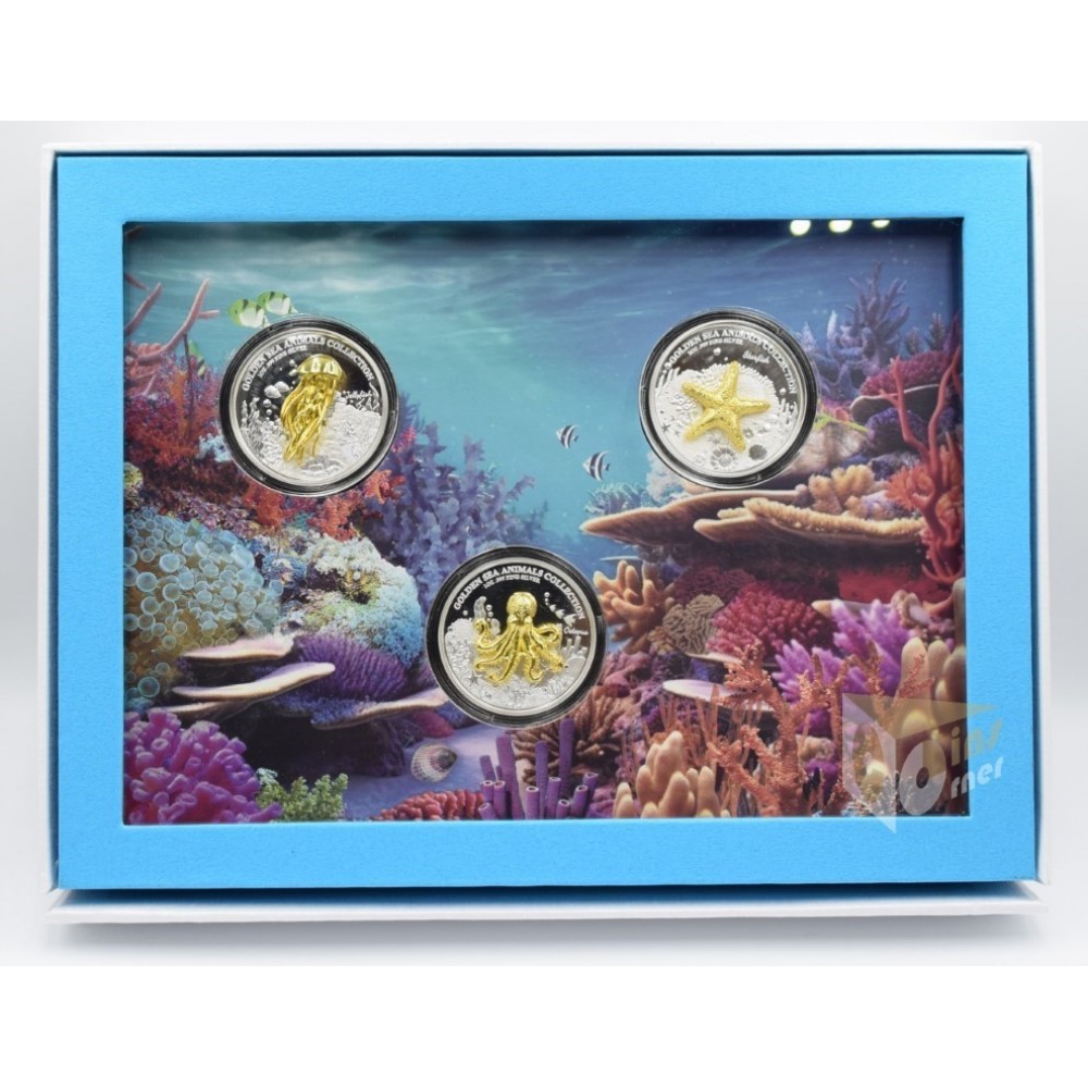 Samoa 2024 Golden Sea Animals Collection 3 x 1 Oz Silver 3D Proof Coin