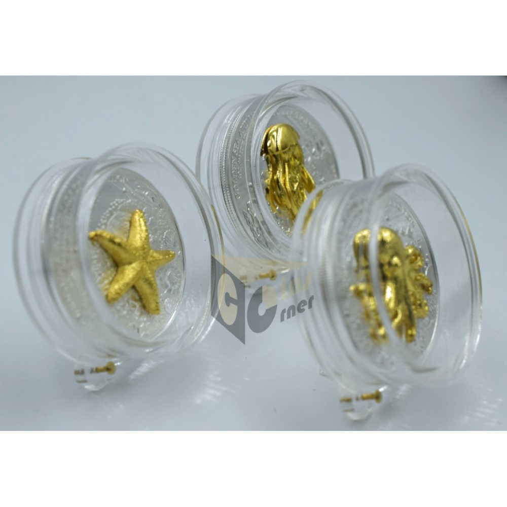 Samoa 2024 Golden Sea Animals Collection 3 x 1 Oz Silver 3D Proof Coin