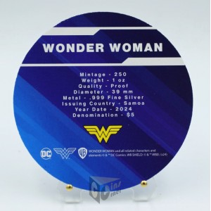Samoa 2024 Wonder Woman 1 Oz Silver Proof Coin