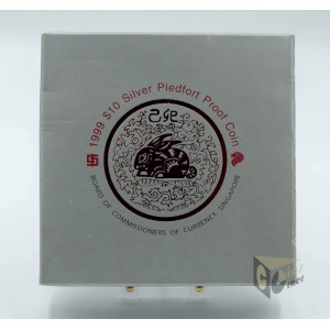 The Year of the Rabbit 2 Oz Piedfort Proof - 1999 Singapore
