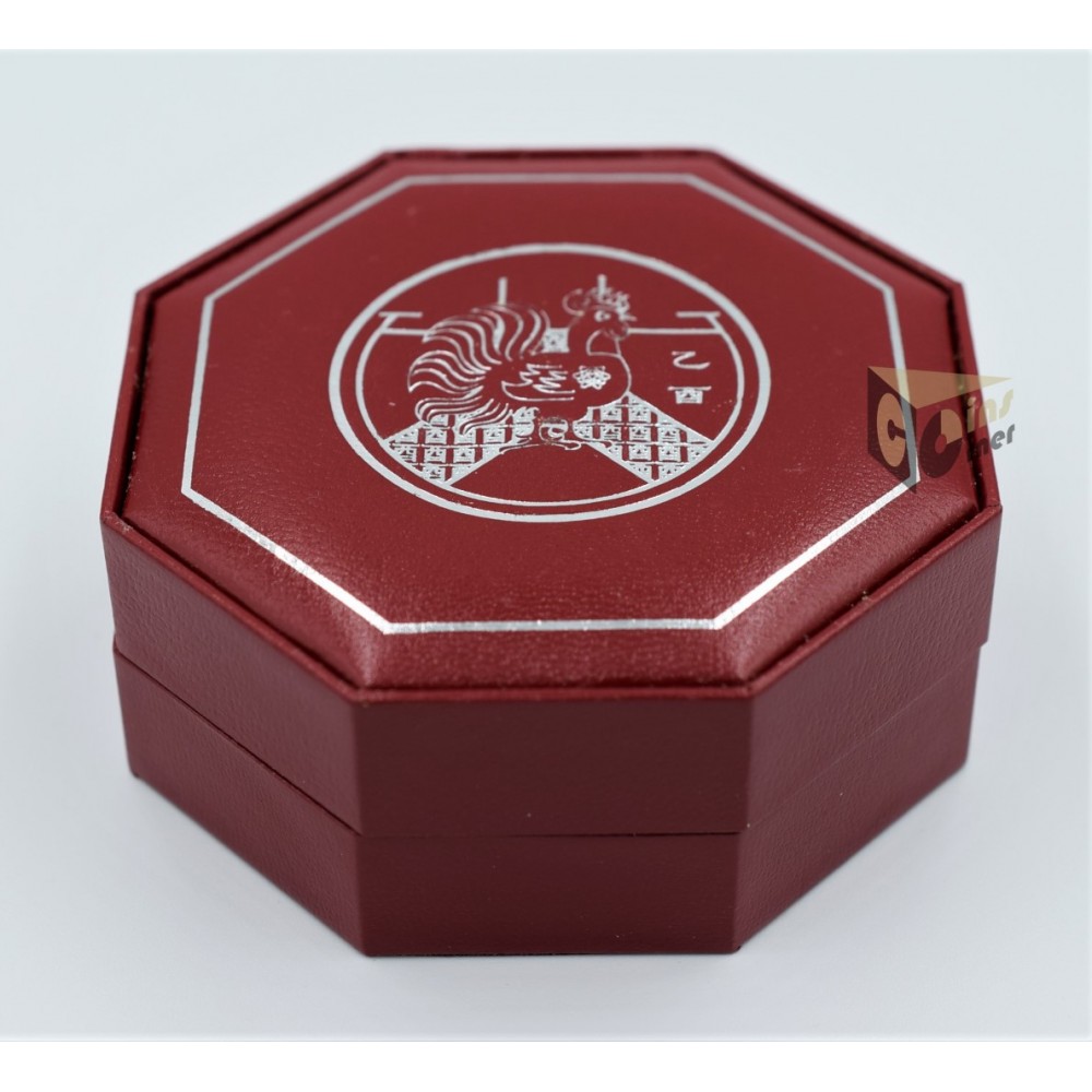 The Year of the Rooster  2 Oz Piedfort Proof Colorized - 2005 Singapore