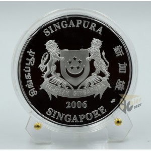 The Year of the Dog  2 Oz Piedfort Proof Colorized - 2006 Singapore