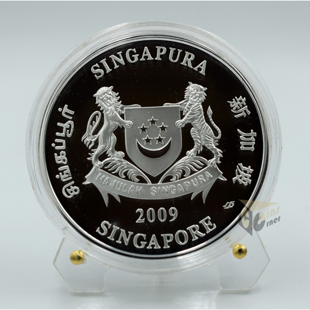 The Year of the Ox  2 Oz Piedfort Proof Colorized - 2009 Singapore