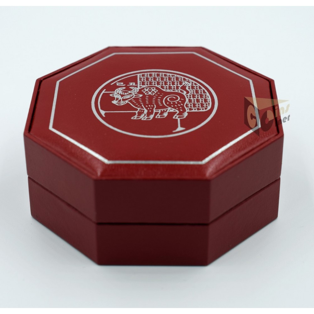 The Year of the Ox  2 Oz Piedfort Proof Colorized - 2009 Singapore