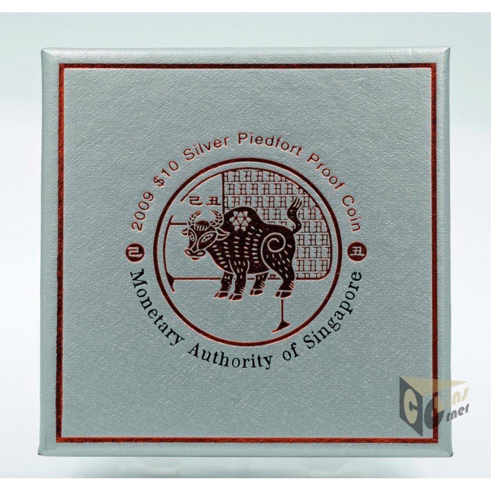 The Year of the Ox  2 Oz Piedfort Proof Colorized - 2009 Singapore