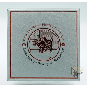 The Year of the Ox  2 Oz Piedfort Proof Colorized - 2009 Singapore