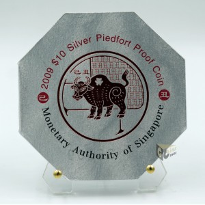 The Year of the Ox  2 Oz Piedfort Proof Colorized - 2009 Singapore