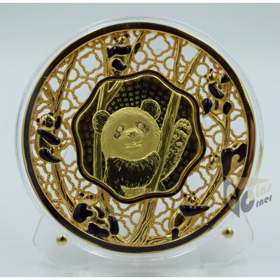 Filigree Panda  2 Oz Gold Gilded - 2022 Solomon Islands
