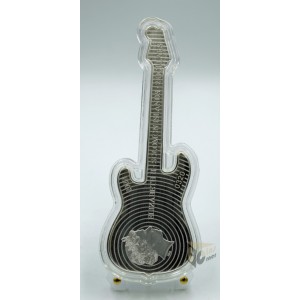 Solomon Islands 2022 Fender Statocaster Surf Green Guitar 1 Oz Proof Guitar Shape Silver Coin