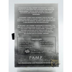 Solomon Islands 2022 Fender Statocaster Surf Green Guitar 1 Oz Proof Guitar Shape Silver Coin