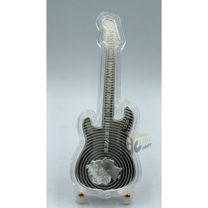 Solomon Islands 2022 Fender Statocaster Fiesta Red Guitar 1 Oz Proof Guitar Shape Silver Coin 