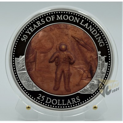 Moon Landing 50th Anniversary Mother of Pearl 5 Oz Proof- 2019 Solomon Islands