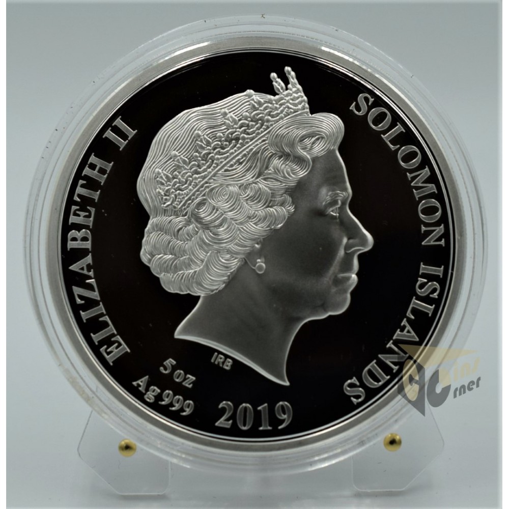 Moon Landing 50th Anniversary Mother of Pearl 5 Oz Proof- 2019 Solomon Islands