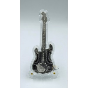 Solomon Islands 2023 Fender Statocaster Daphne Blue Guitar 1 Oz Proof Guitar Shape Silver Coin 