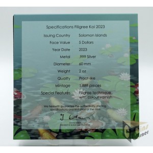 Filigree Koi Fortune 2 Oz- 2023 Solomon Islands