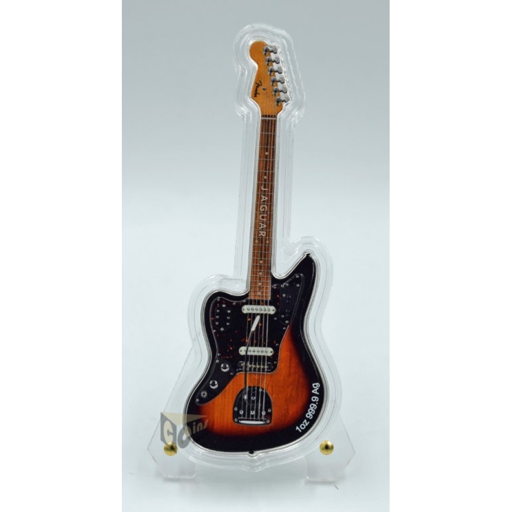 Solomon Islands 2024 Fender Jaguar 1 Oz Proof Guitar Shape Silver Coin 