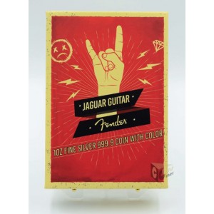 Solomon Islands 2024 Fender Jaguar 1 Oz Proof Guitar Shape Silver Coin 