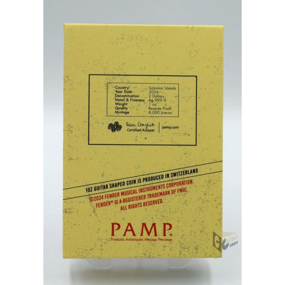 Solomon Islands 2024 Fender Jaguar 1 Oz Proof Guitar Shape Silver Coin 