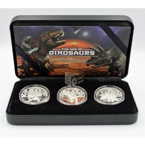 The Age of Dinosaurs 3 x 1 oz Silver Proof Coins Set - 2021 Solomon Islands