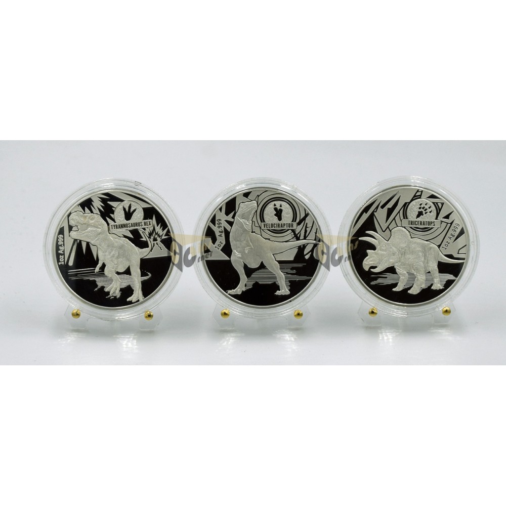 The Age of Dinosaurs 3 x 1 oz Silver Proof Coins Set - 2021 Solomon Islands