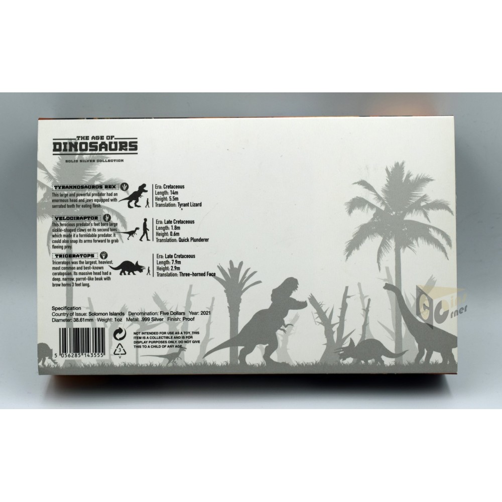 The Age of Dinosaurs 3 x 1 oz Silver Proof Coins Set - 2021 Solomon Islands