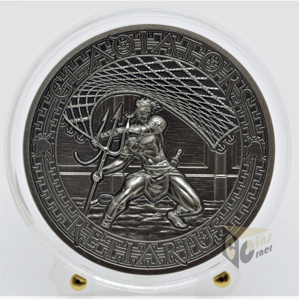 Retiarius Roman Gladiators 2oz Antique Finish - 2017 Solomon Islands