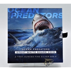 Solomon Islands 2021 Great White Shark Ocean Predators 2oz Silver Proof Coin