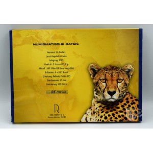 Cheetah 3 Oz Proof with 4 Diamonds insert - 2005 Tanzania