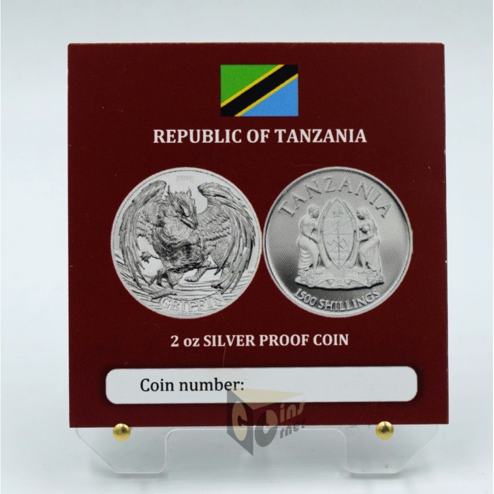 Tanzania 2018 Griffin Mythological Animals Series 2 Oz Proof High Relief Silver Coin