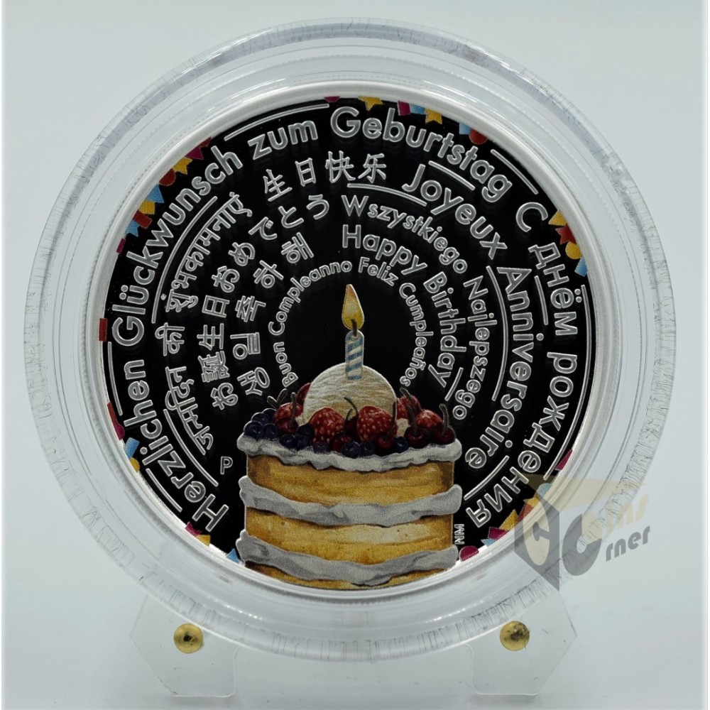 Birthday Wishes in 11 Language 2 Oz Proof - 2018 Tuvalu