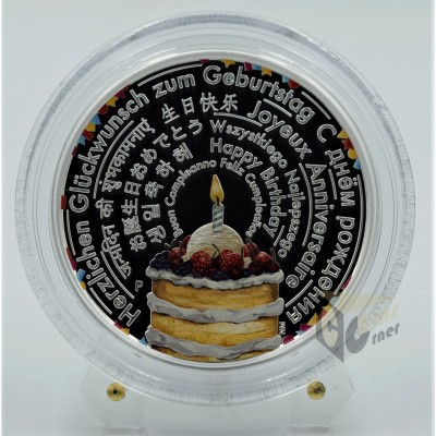 Birthday Wishes in 11 Language 2 Oz Proof - 2018 Tuvalu
