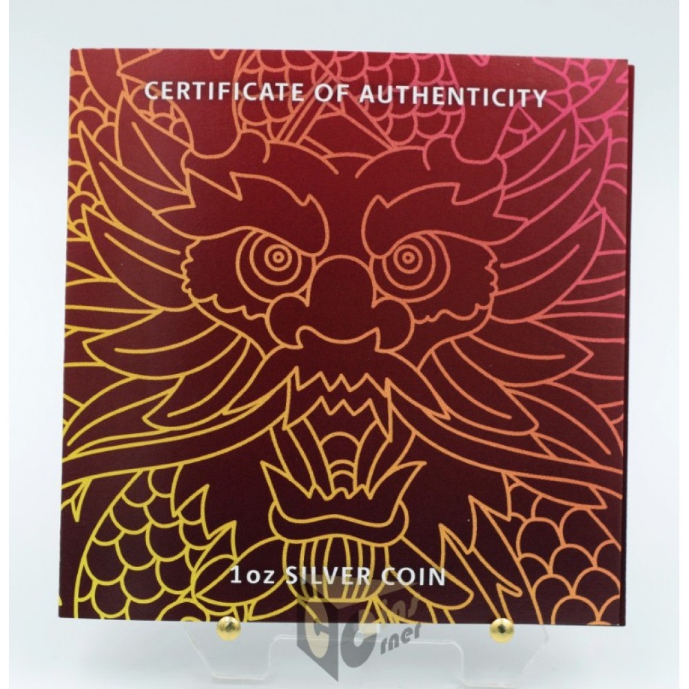 Tuvalu 2018 Chinese New Year Dragon 1 Oz Silver Proof Coin