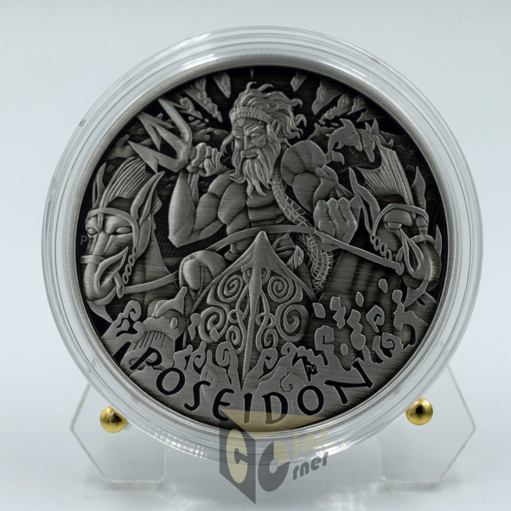 Poseidon Gods of Olympus 1 Oz Antique Finish - 2021 Tuvalu