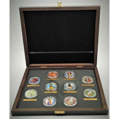 Queen's Beasts Complete Set 2 Oz - 10 Colorized - 2016 - 2021 United Kingdom