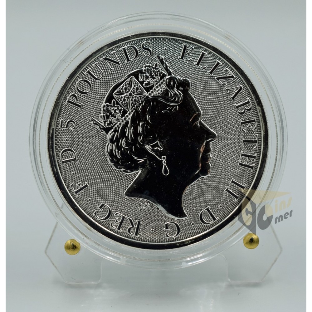 Black Bull of Clarence - Queen's Beasts 2 Oz Colorized - 2018 United Kingdom