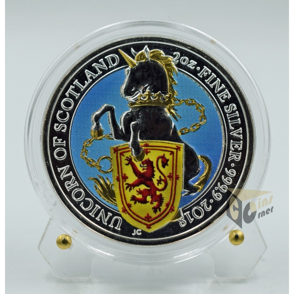 Unicorn of Scotland - Queen's Beasts 2 Oz Colorized - 2018 United Kingdom
