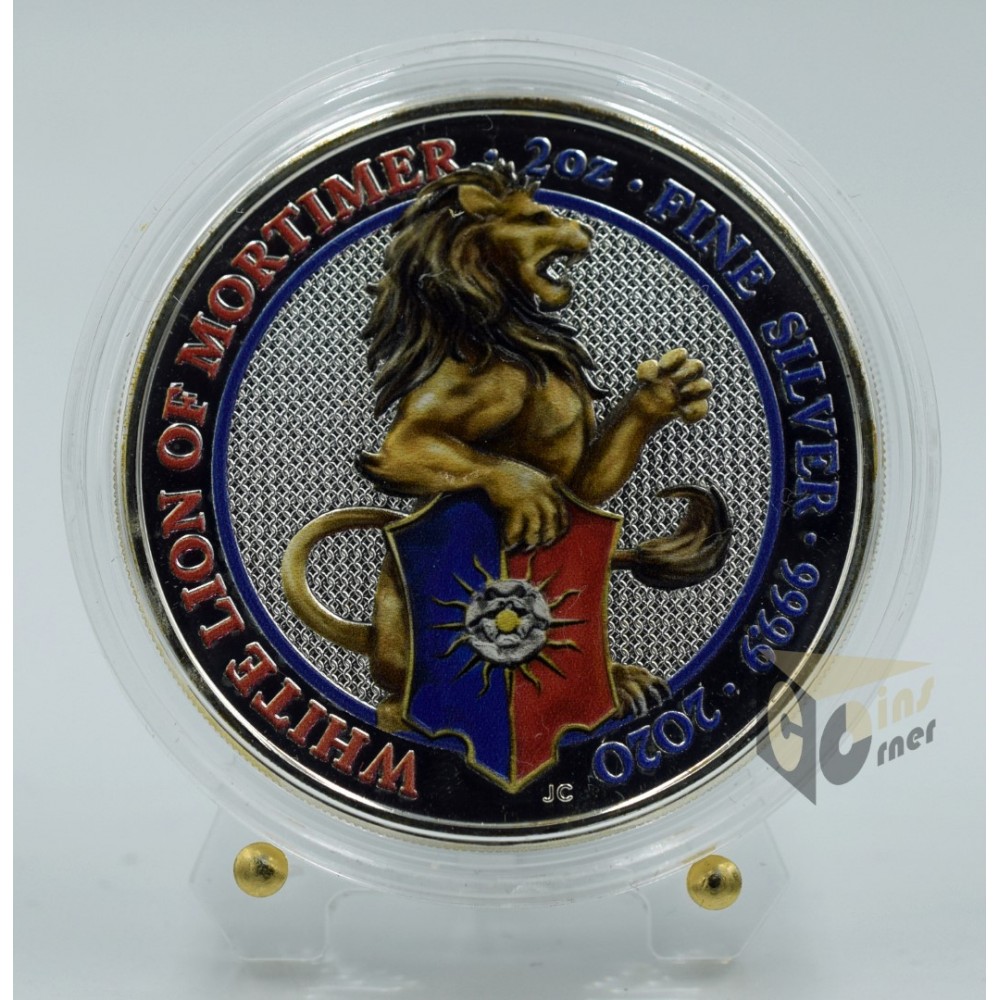 White Lion of Mortimer - Queen's Beasts 2 Oz Colorized - 2020 United Kingdom